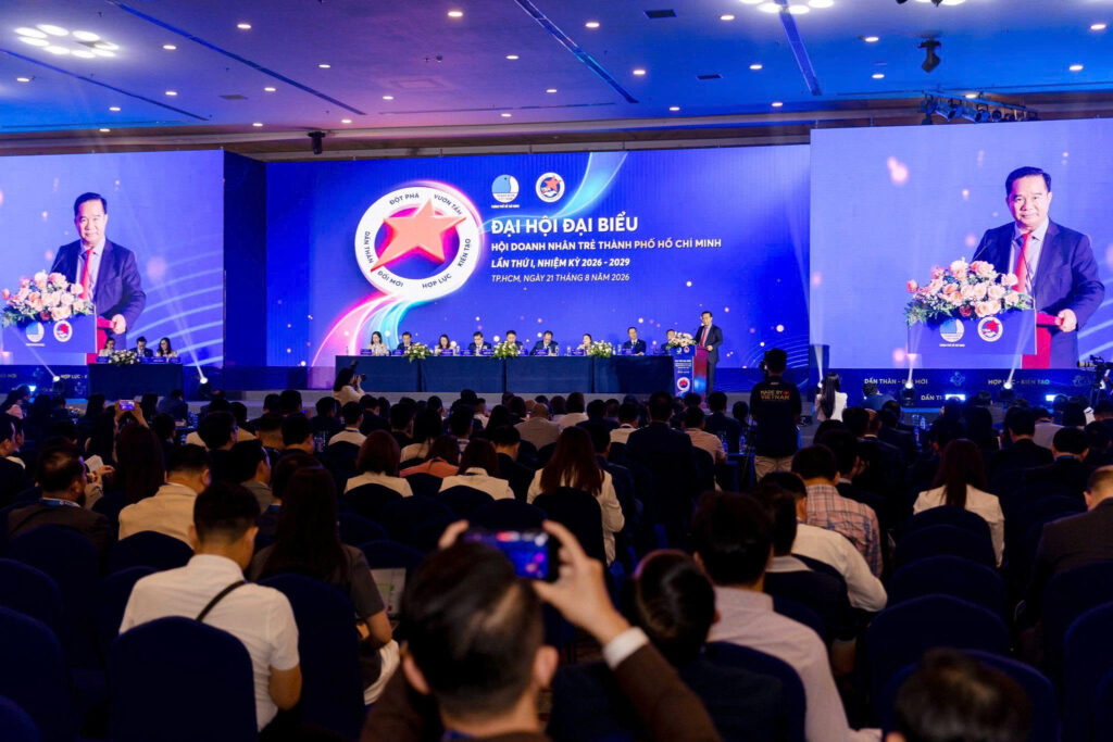 Toàn cảnh ĐẠI HỘI ĐẠI BIỂU HỘI DOANH NHÂN TRẺ TP.HCM LẦN THỨ I, NHIỆM KỲ 2026 – 2029 tại Trung tâm Hội nghị The ADORA Center